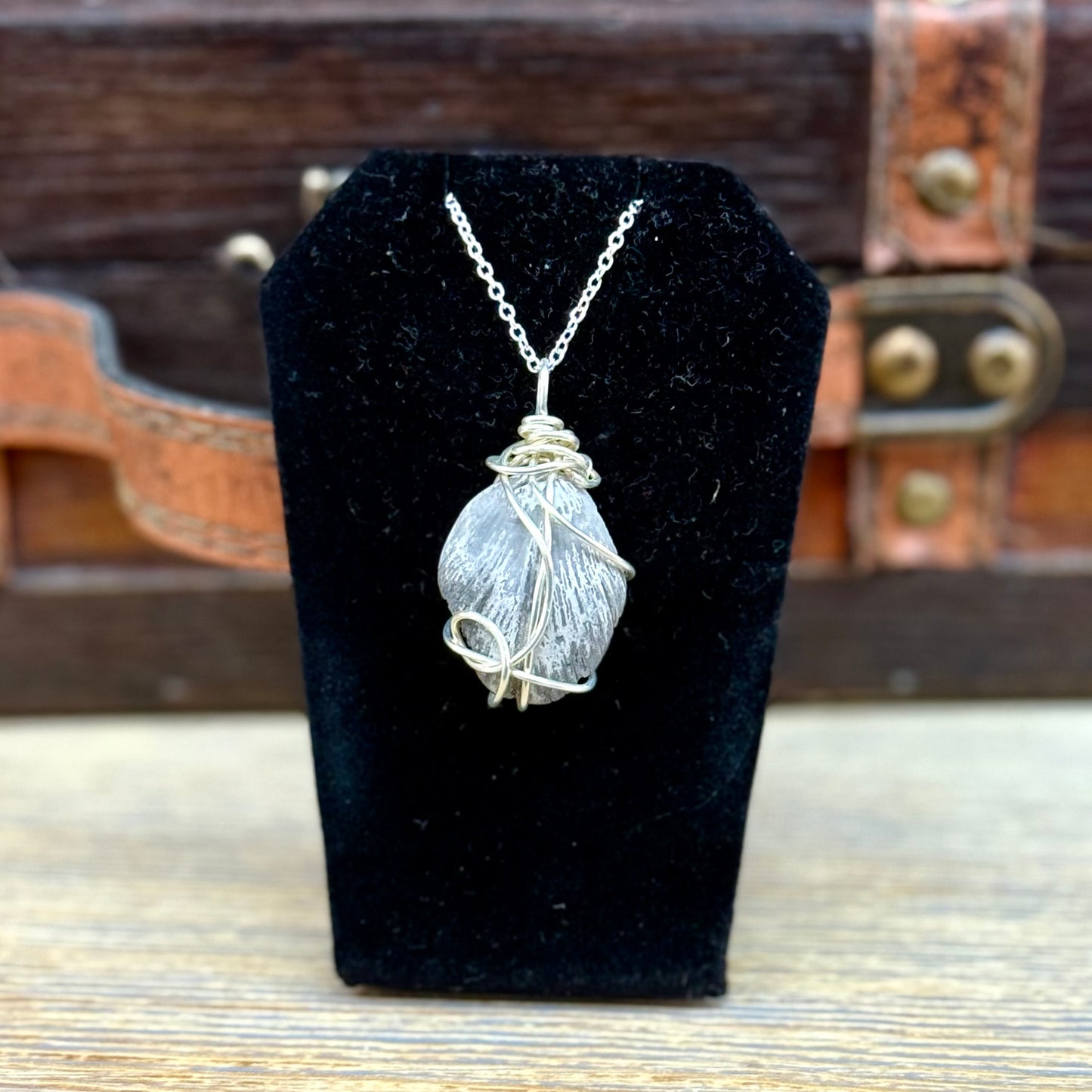 Fossilized Horn Coral Wire Wrapped Pendant
