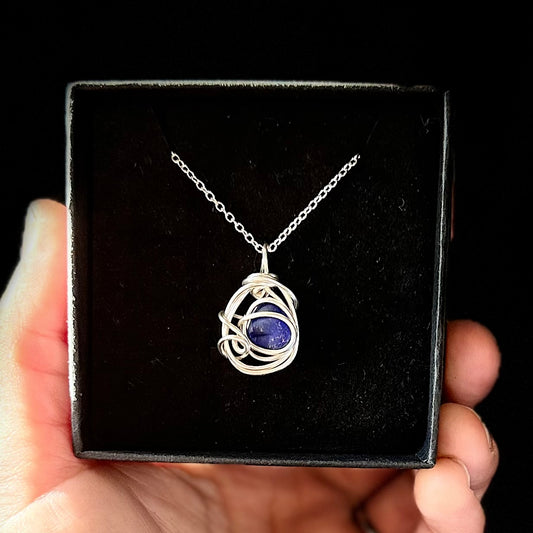 Cobalt Blue Beach Glass Wire Wrapped Pendant