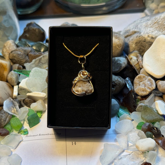 Smaller Honeycomb Coral Wire Wrapped Pendant