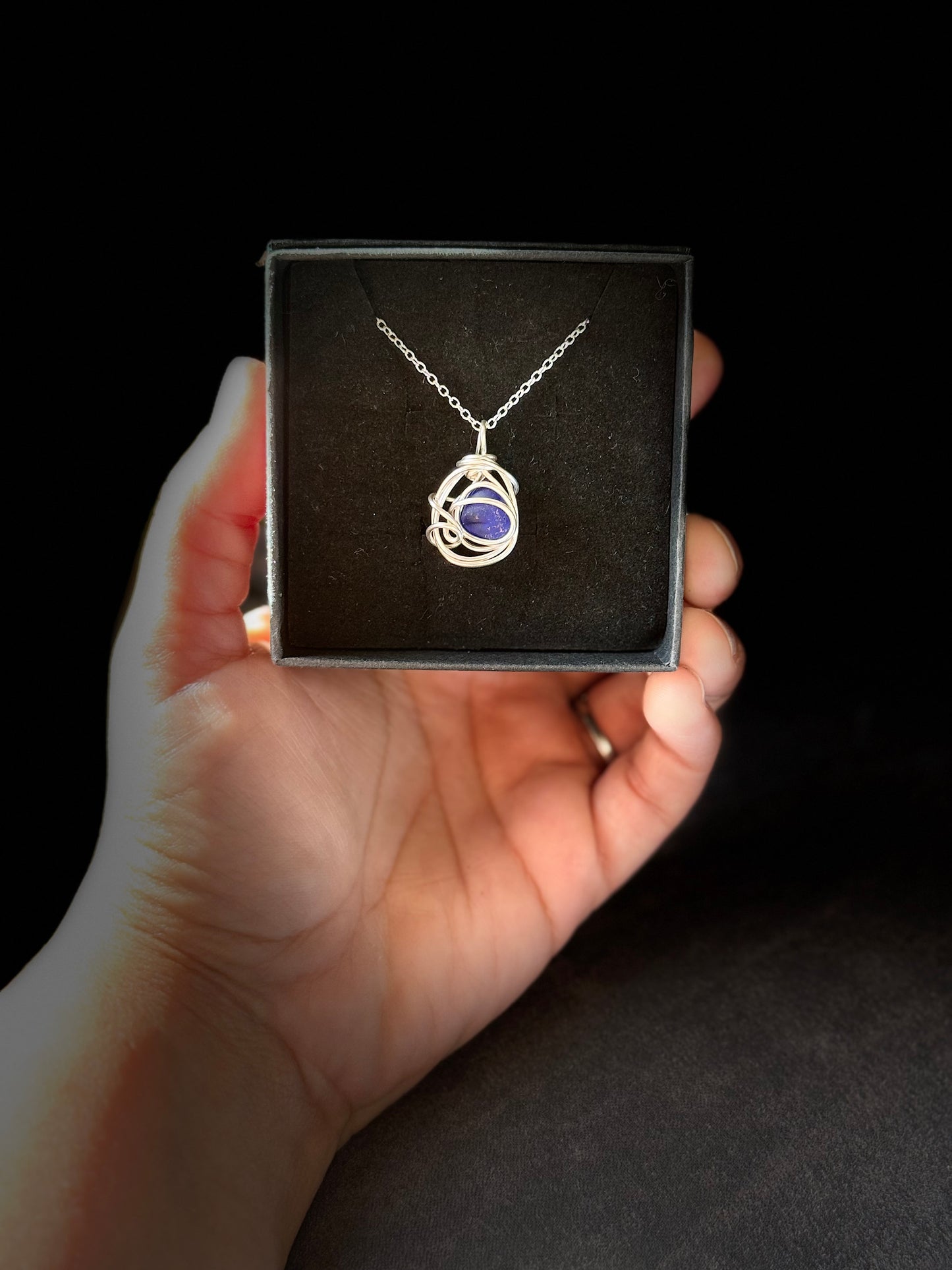 Cobalt Blue Beach Glass Wire Wrapped Pendant